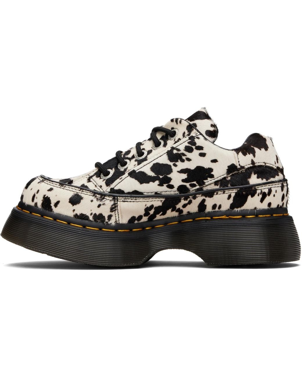 Dr. Martens Black Buzz 5-Eye Dalmatian Hair On Leather Derbys