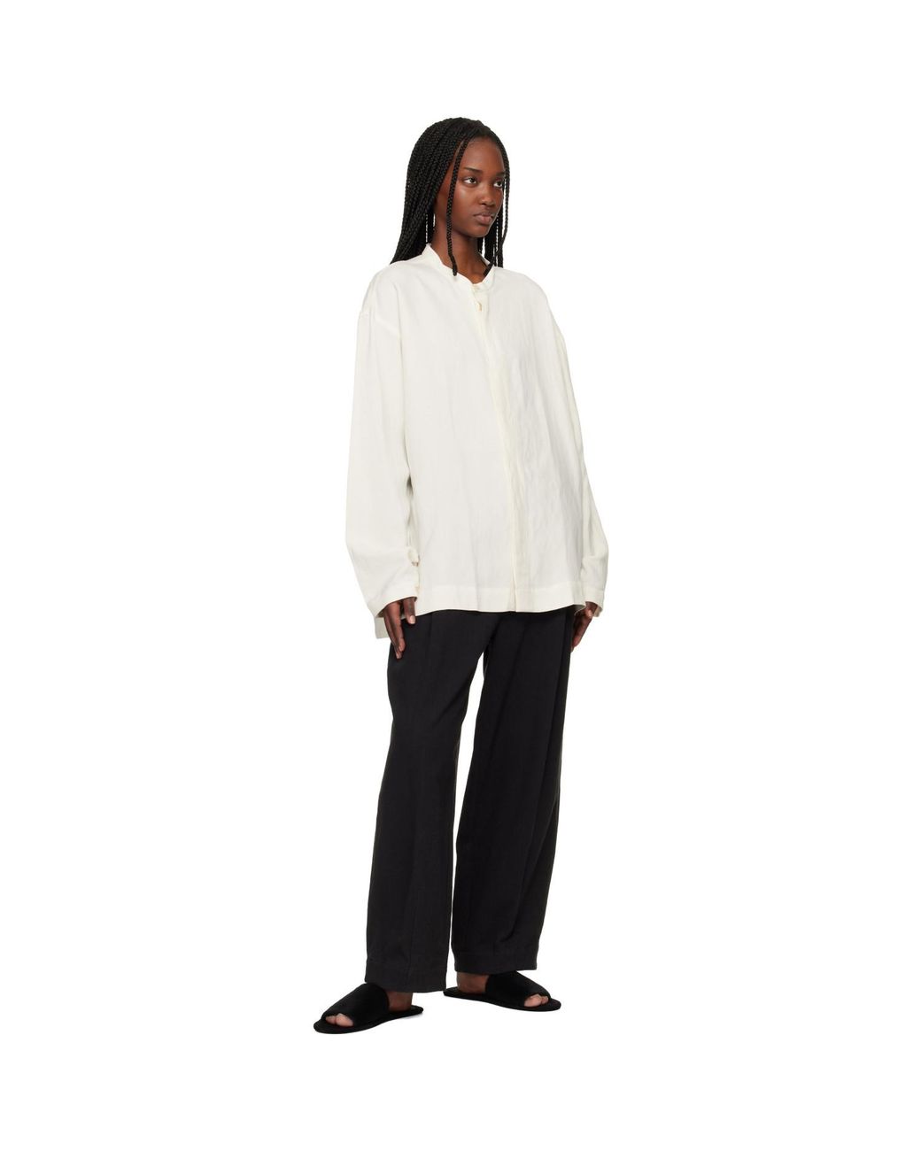 Lauren Manoogian Black Suri Brushed Slippers