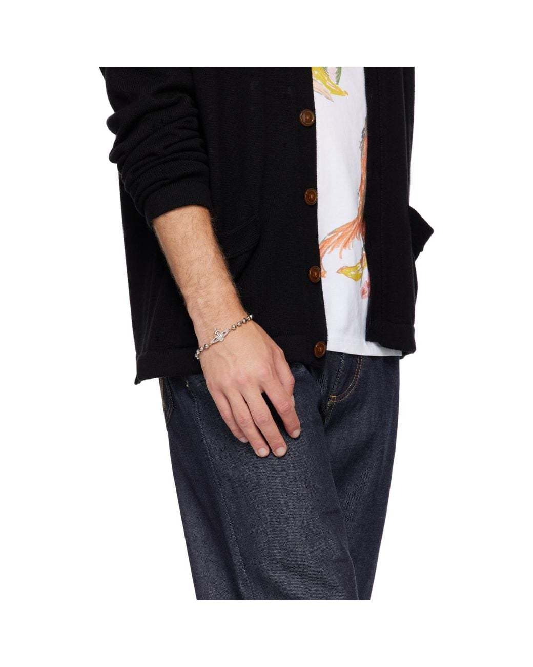 Vivienne Westwood Metallic Thames Mini Bas Relief Bracelet for men