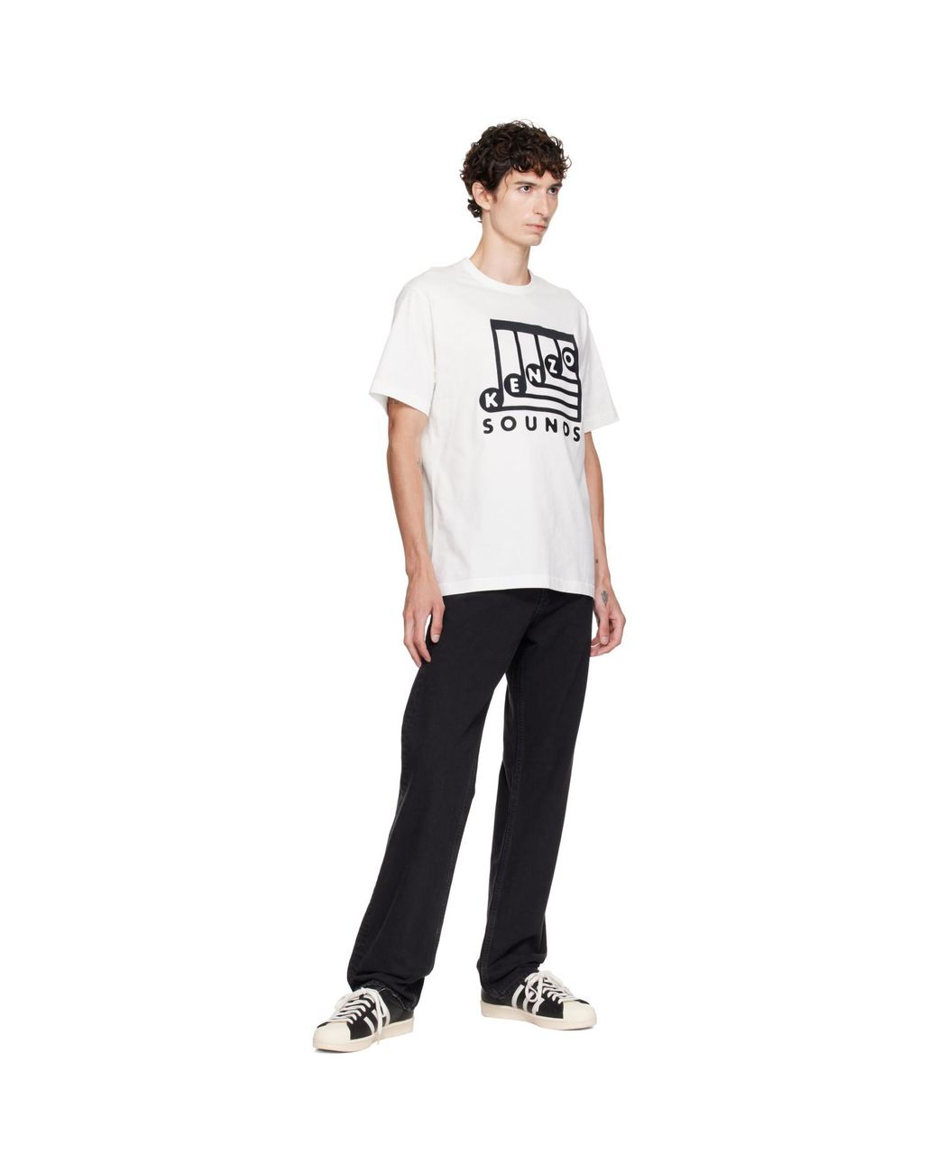KENZO White Off- Sounds' Embroidered T-Shirt for men