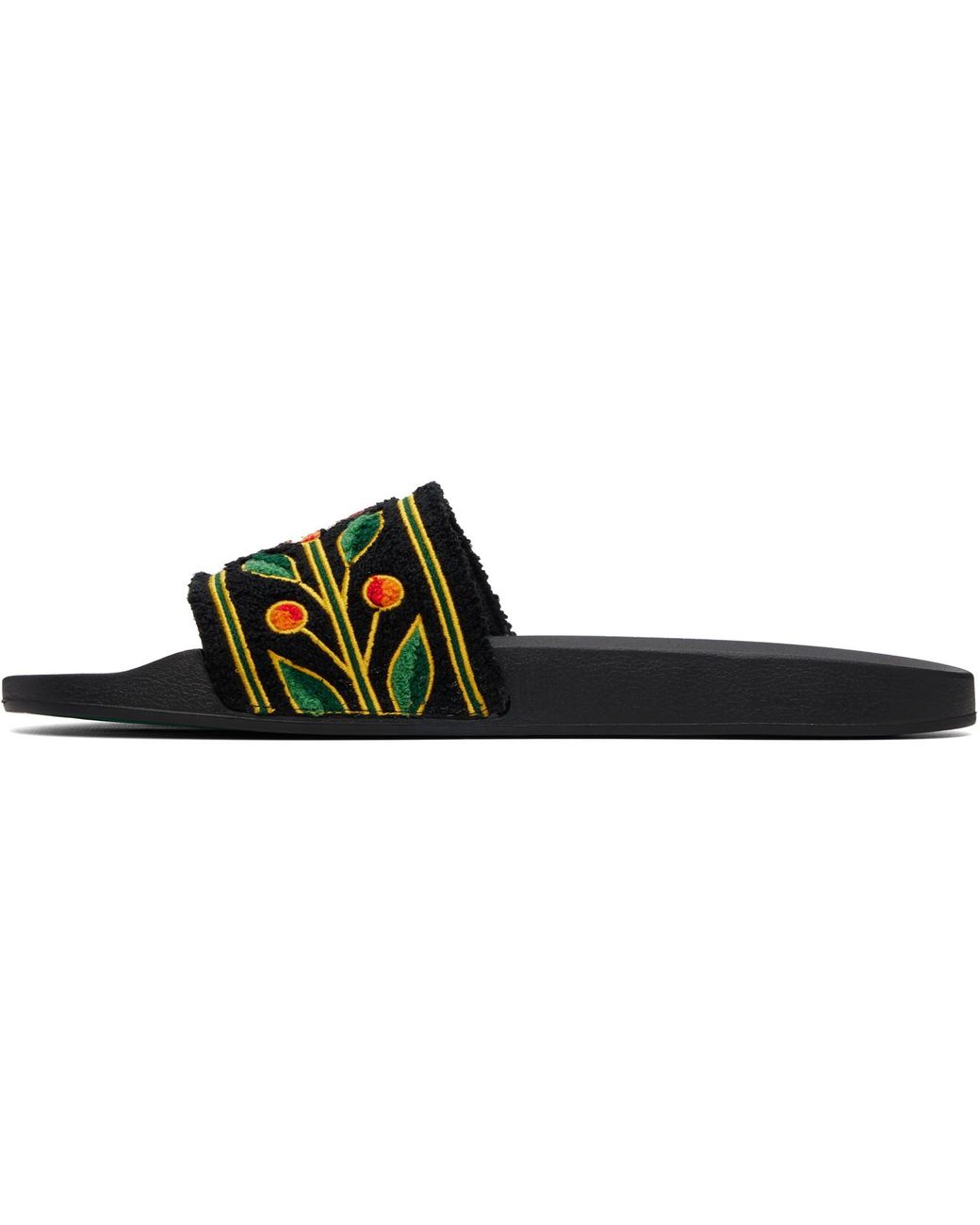 Casablanca Black Embroidered Terry Slides for men