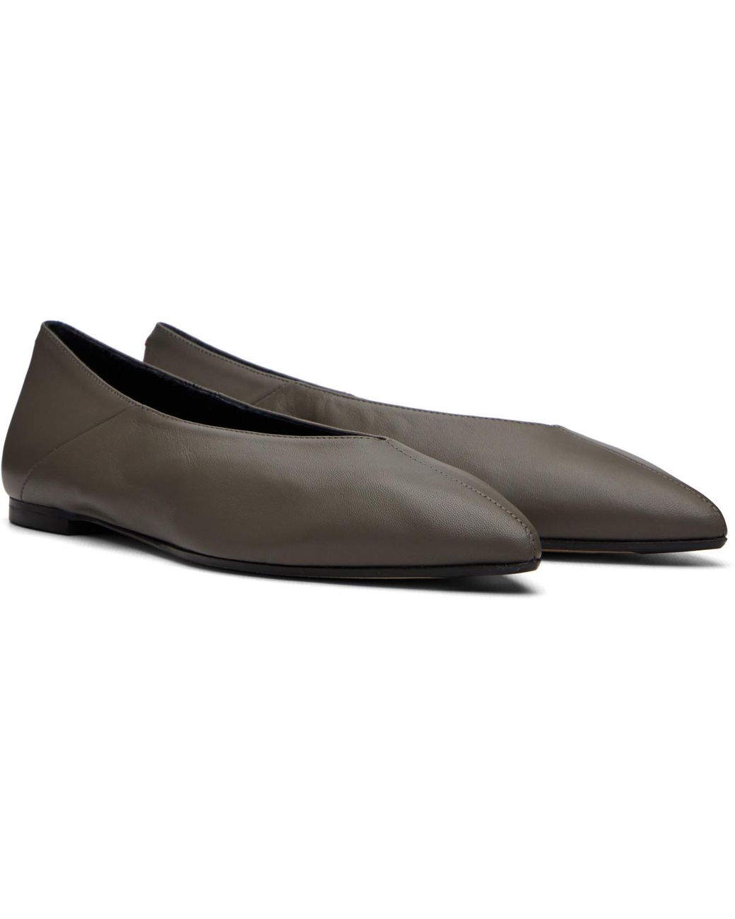 Aeyde Gray Moa Pointed-Toe Ballerina Flats