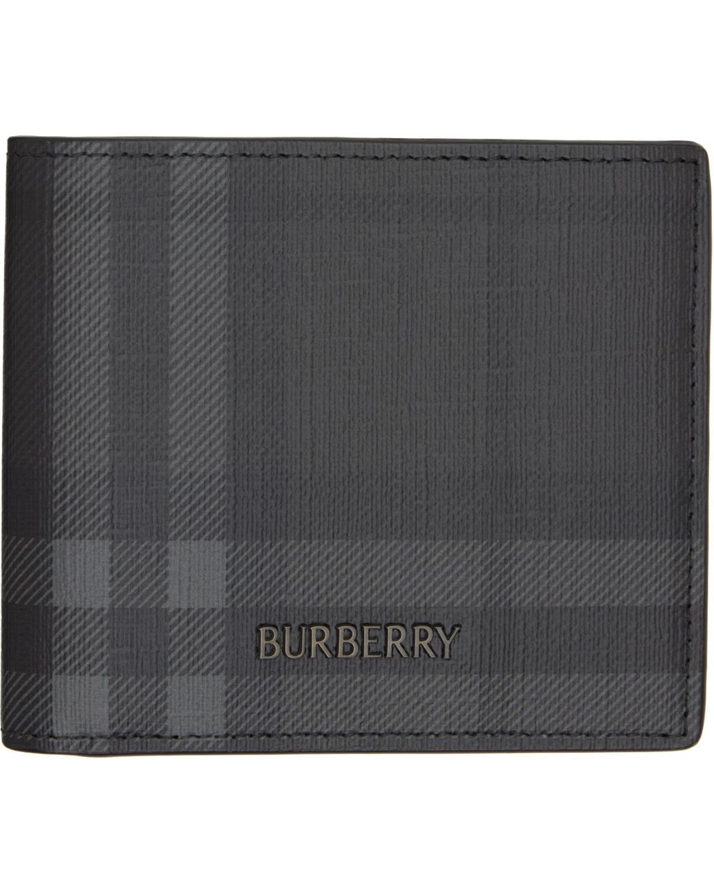 Burberry Black City Check Bifold Wallet for men
