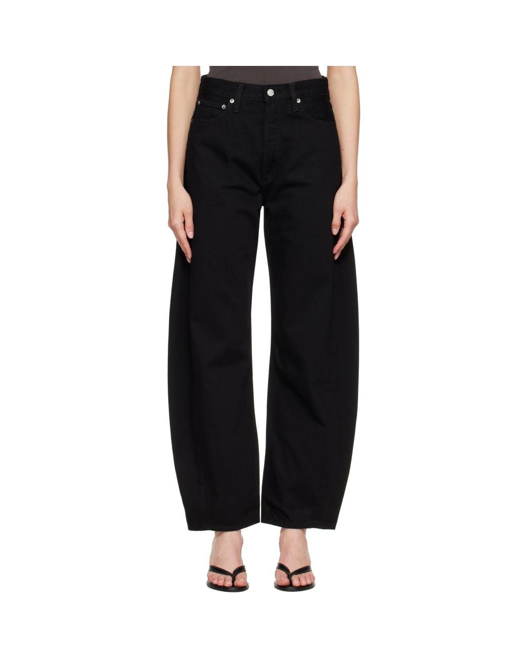 Agolde Black Luna High Rise Pieced Taper Jeans