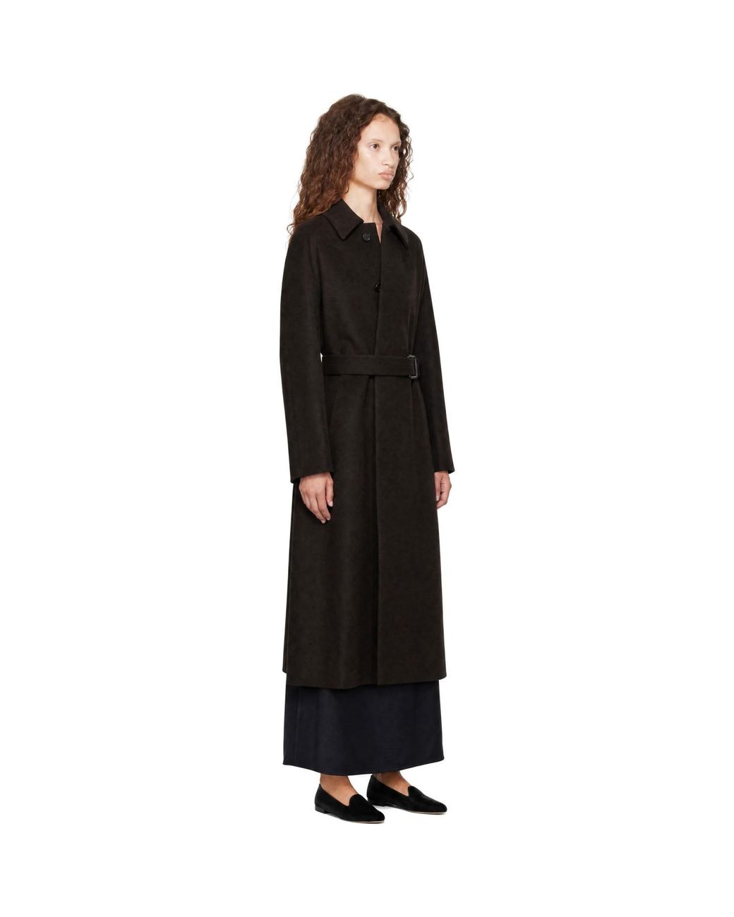 Ssstein Black Wool Raglan Sleeve Balmacaan Coat