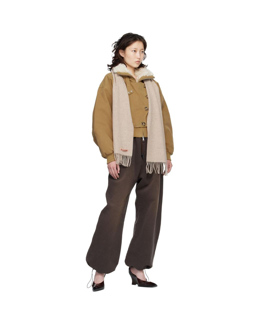 Acne Multicolor Fringe Wool Skinny Scarf for men