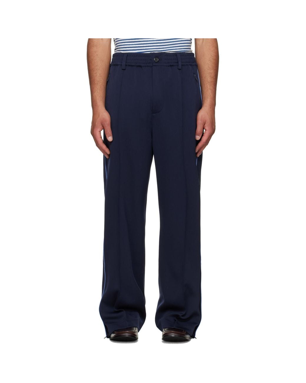 Marni Blue Piped Wool Twill Trousers for men