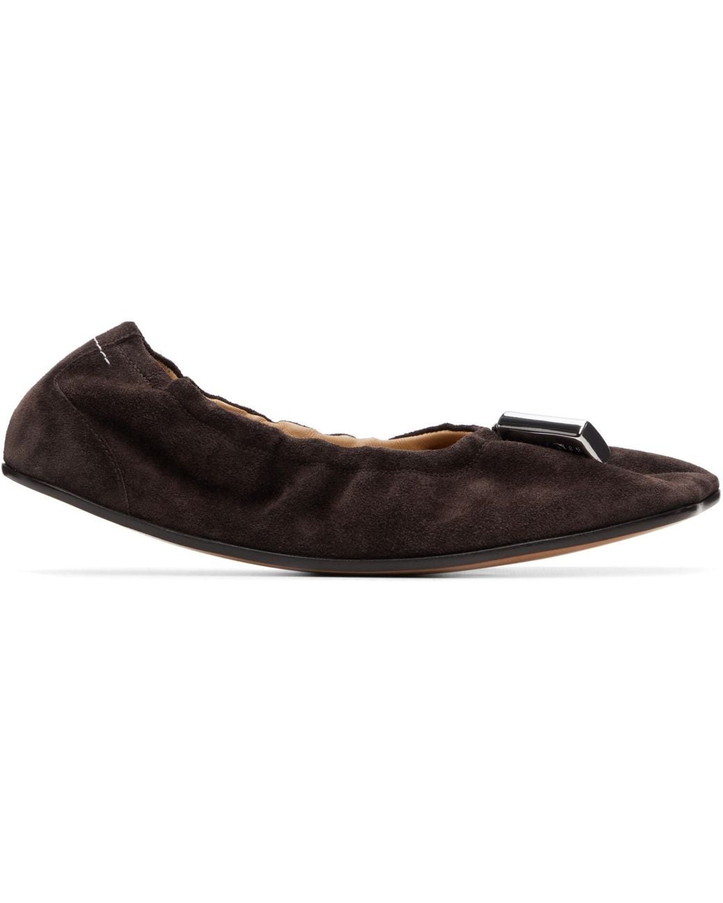 MM6 by Maison Margiela Black Suede Anatomic Travel Ballerina Flats