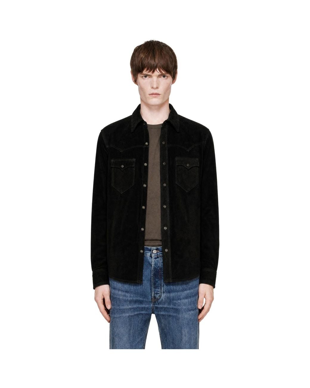 RRL Black Suede Western Jacket for men