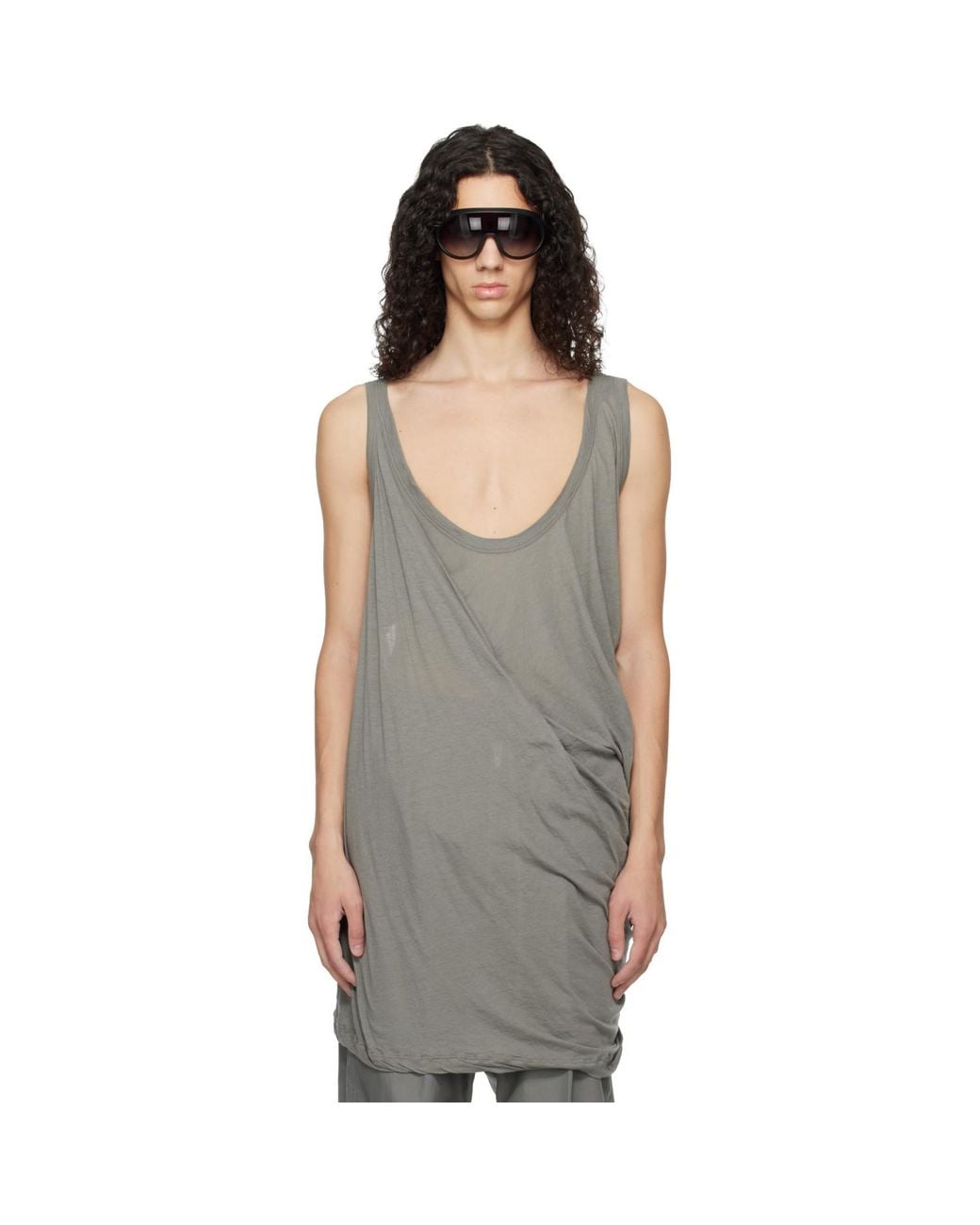 Rick Owens Black Temple Pony Tank Top for men