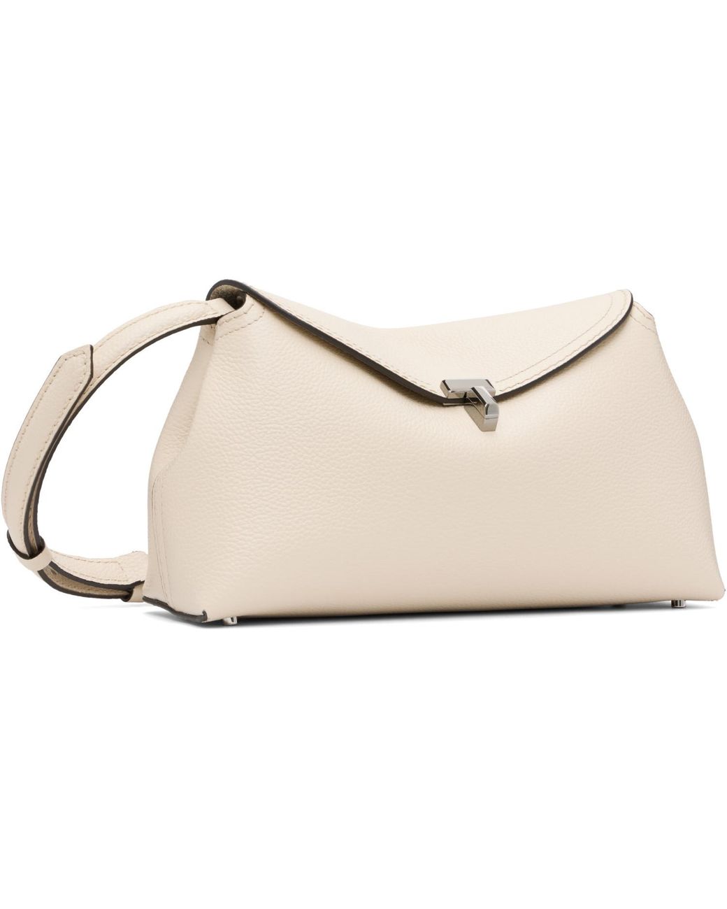 Totême Black Off- T-Lock Grained-Leather Clutch
