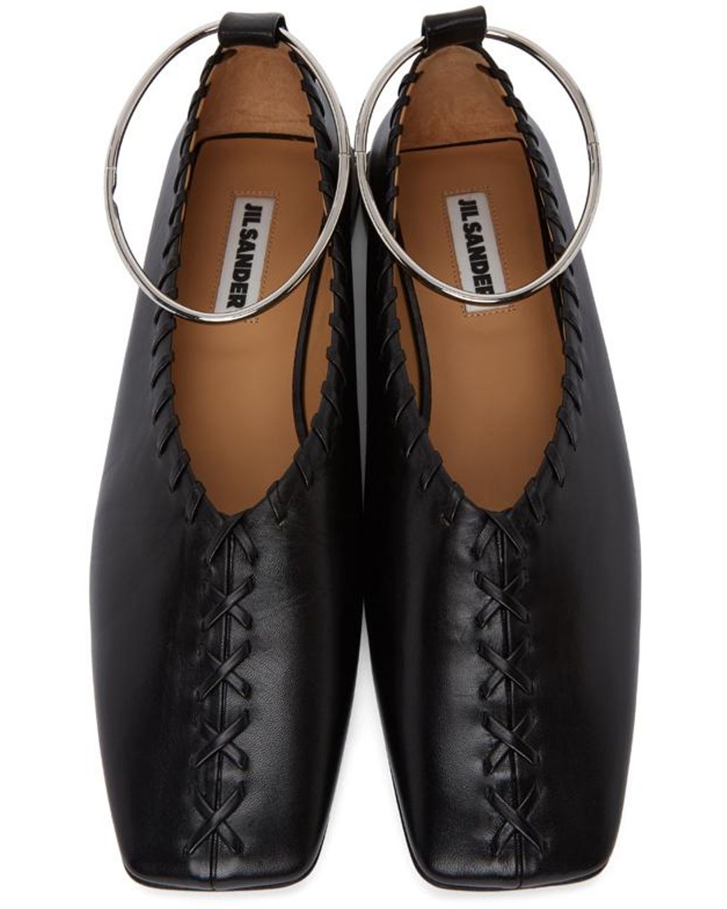 Jil sander whipstitched cheap leather ballet flats