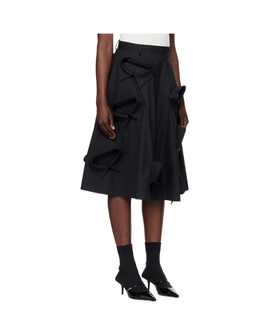 Moschino Black Poplin Multi Collars Midi Skirt