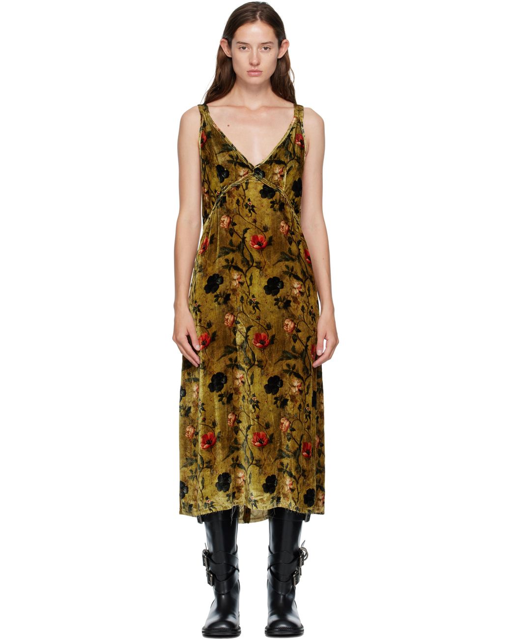 slim fit dress slacks Vintage 90s Patchwork Floral Midi Dress – Large main image 1