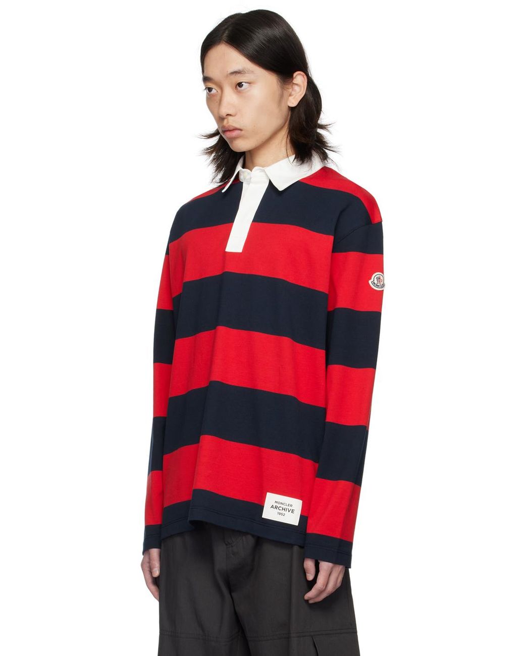 Moncler Striped Polo in Red for Men Lyst UK