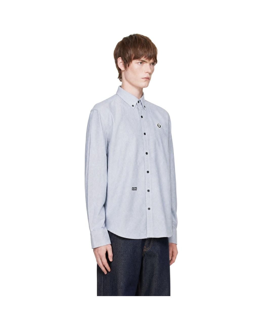 Aape By A Bathing Ape Blue 'Aape Now' Long Sleeve Shirt for men