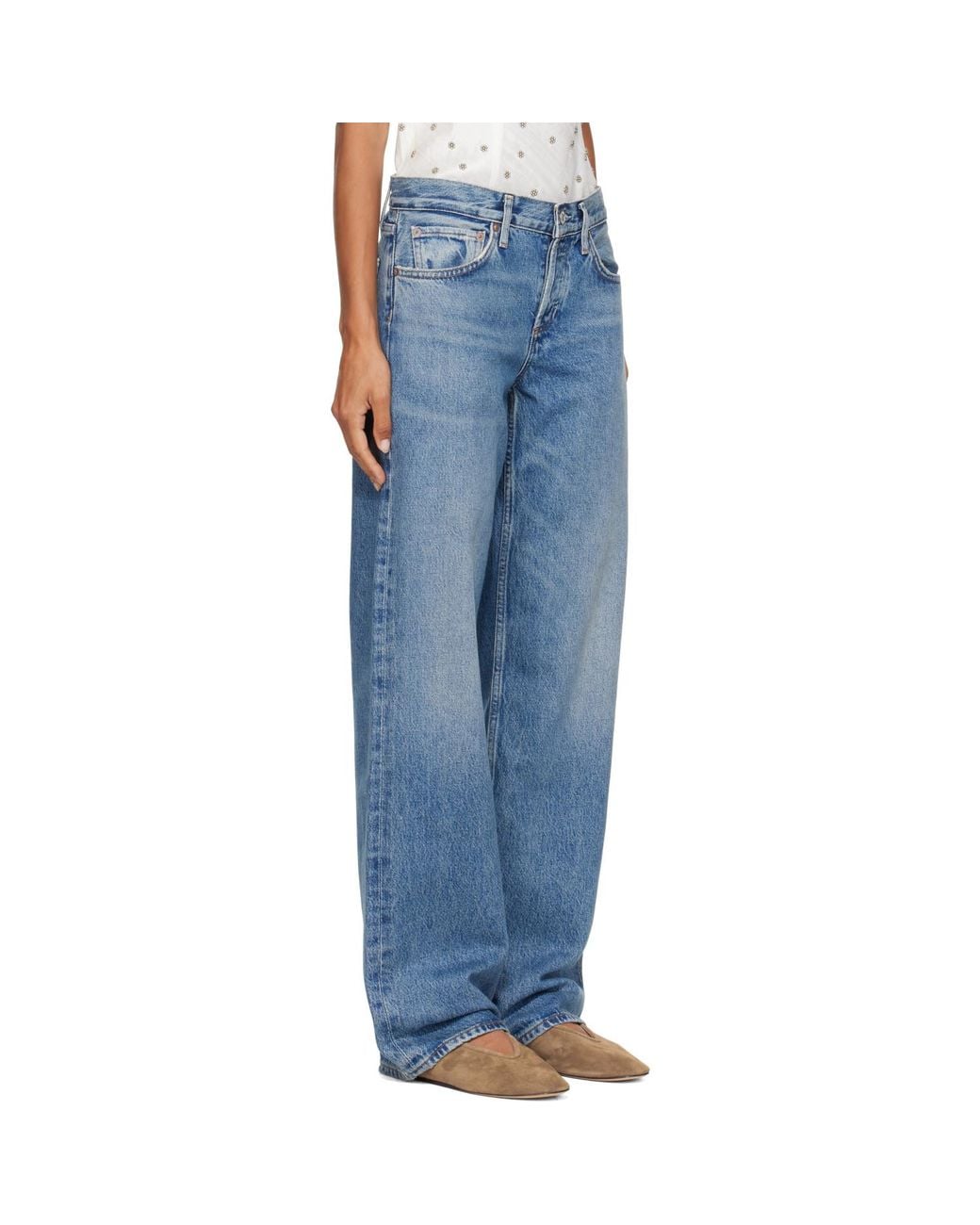Agolde Blue Low Rise Loose Jeans