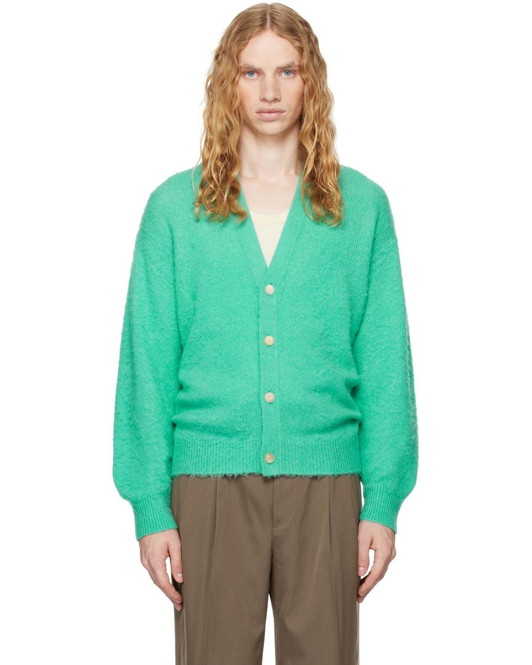 AURALEE ライトグリーン　カーディガン AURALEE オーラリー 23AW WOOL CORD RIB KNIT CARDIGAN カーディガン 1