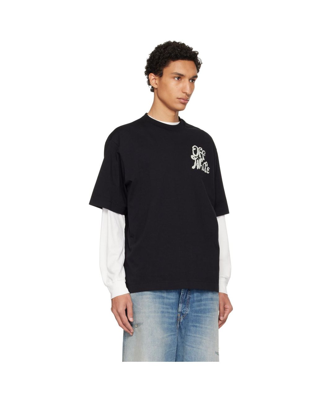Off-White c/o Virgil Abloh Black Grass Ink Logo Skate T-Shirt for men