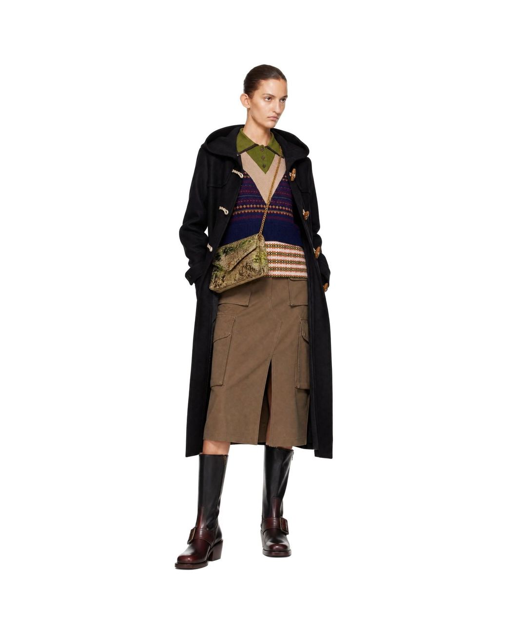 Dries Van Noten Black Wool Duffle Coat