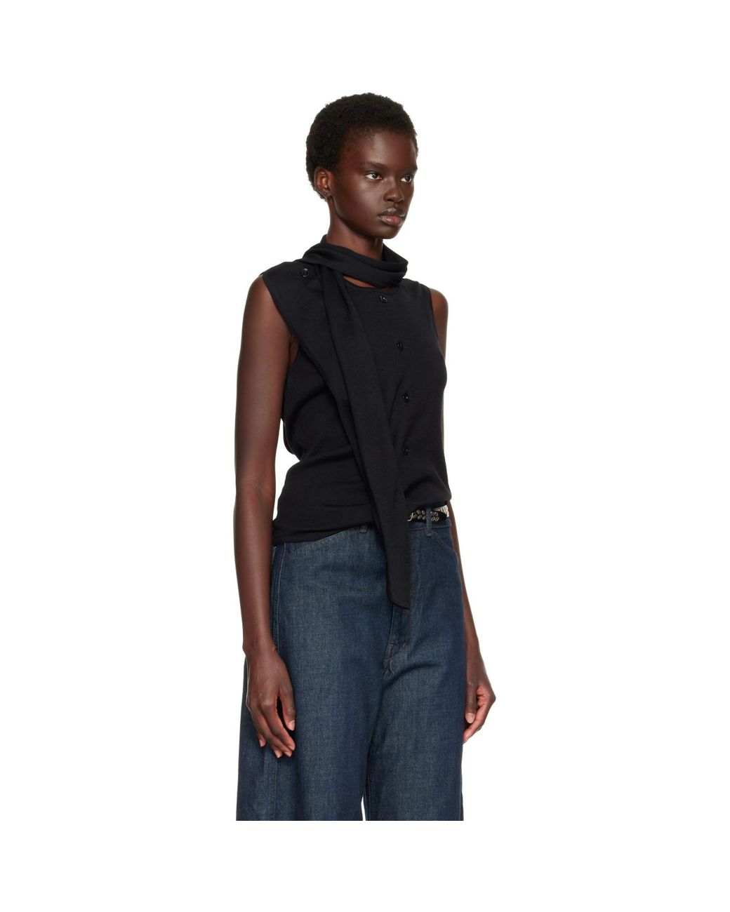 Lemaire Black Asymmetrical Cardigan
