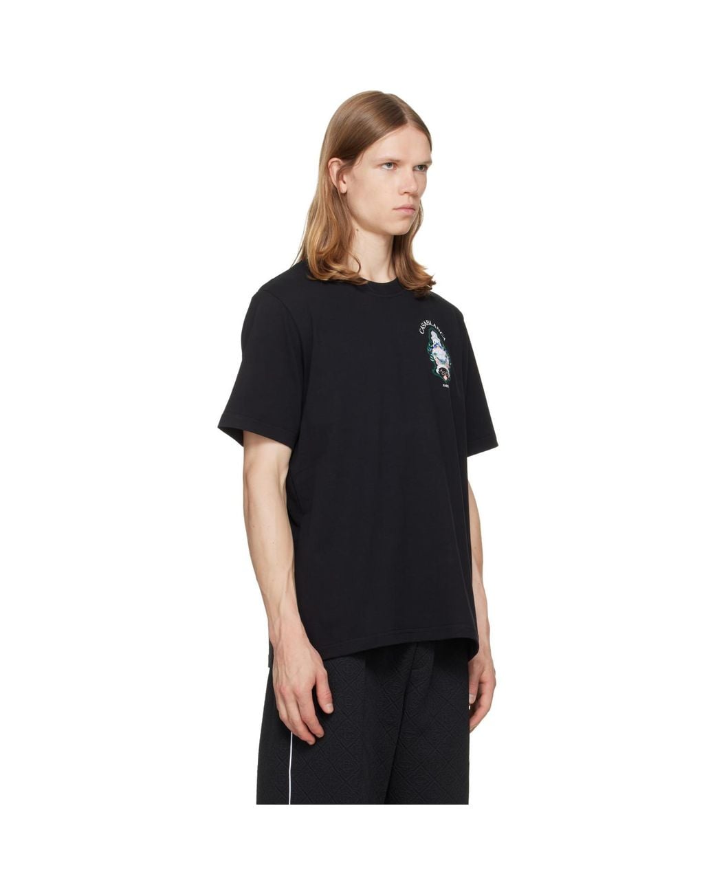 Casablanca Black Hotel Emblem Short Sleeve T‑Shirt for men