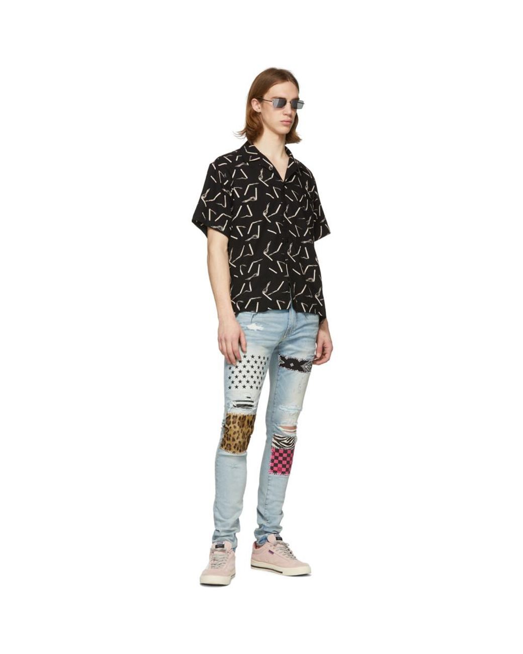 Amiri Lounge Patch-Appliqué Skinny Jeans in Blue for Men