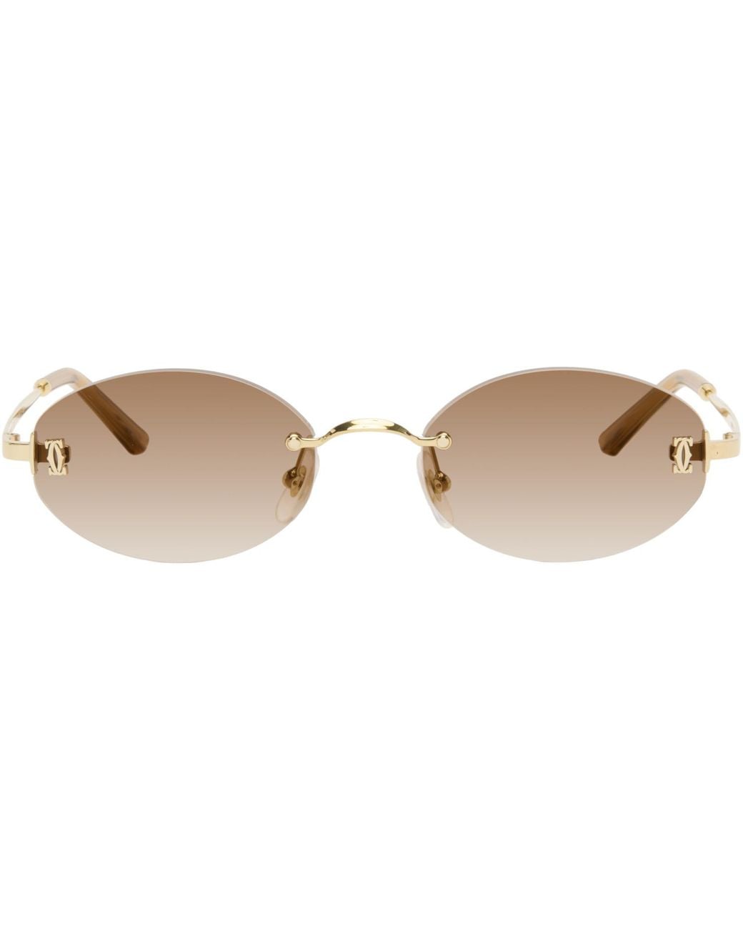 Cartier Black Signature C Oval Rimless Sunglasses