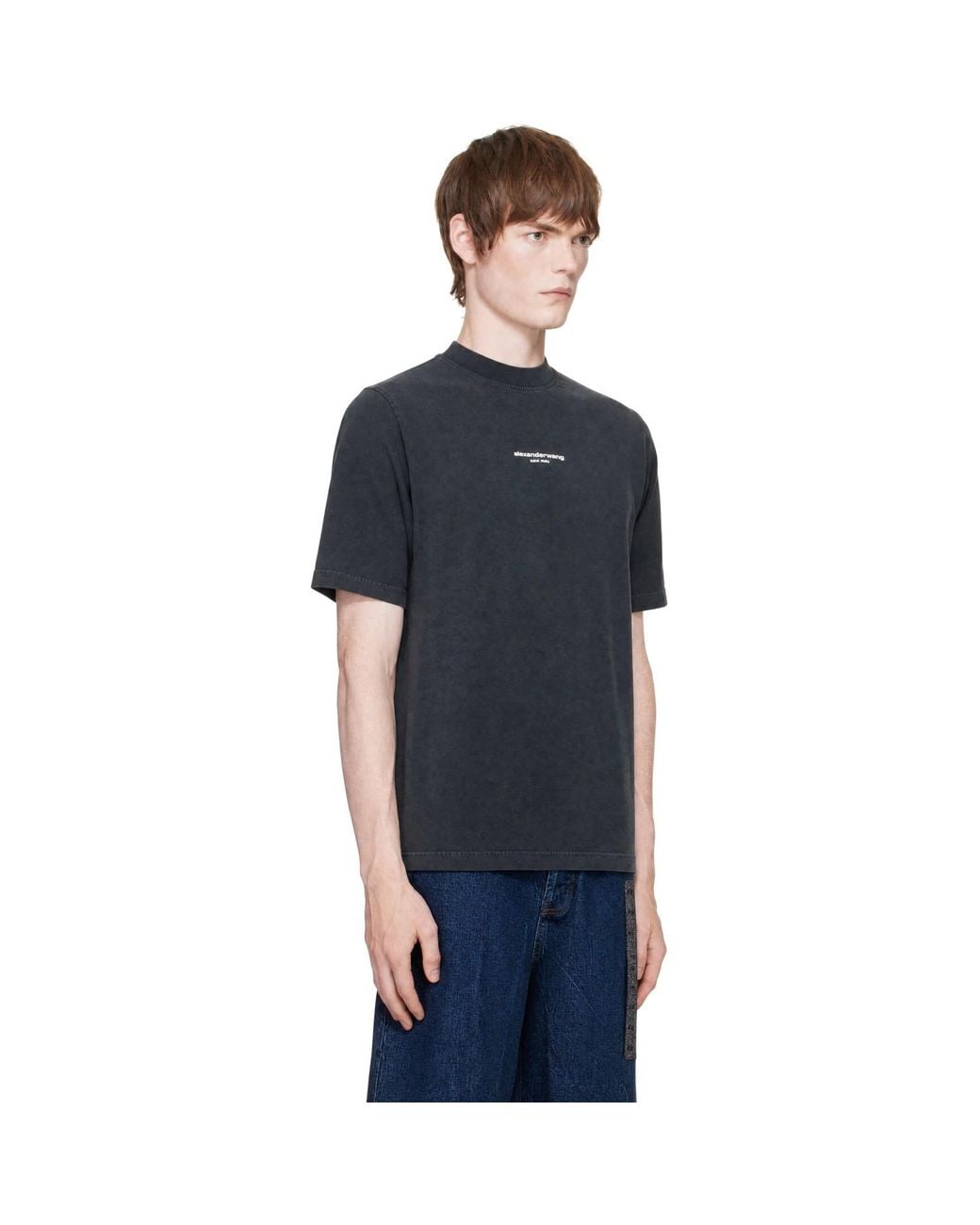 Alexander Wang Blue Logo Print T-Shirt for men