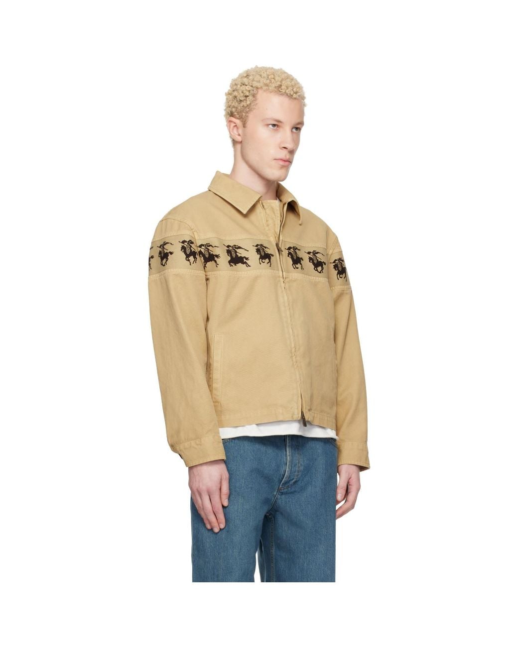 Burberry Orange Galloping Knight Cotton Canvas Jacket for men