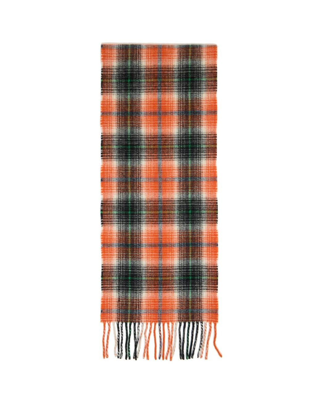 Ganni Red Check Wool Scarf