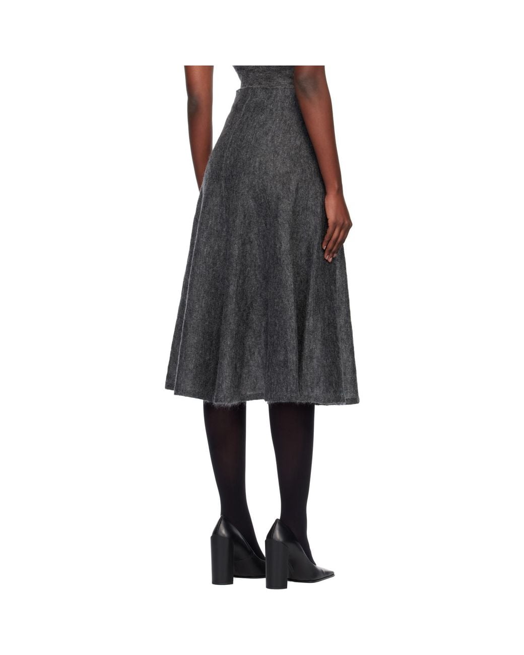 Alaïa Black Mohair Circular Midi Skirt