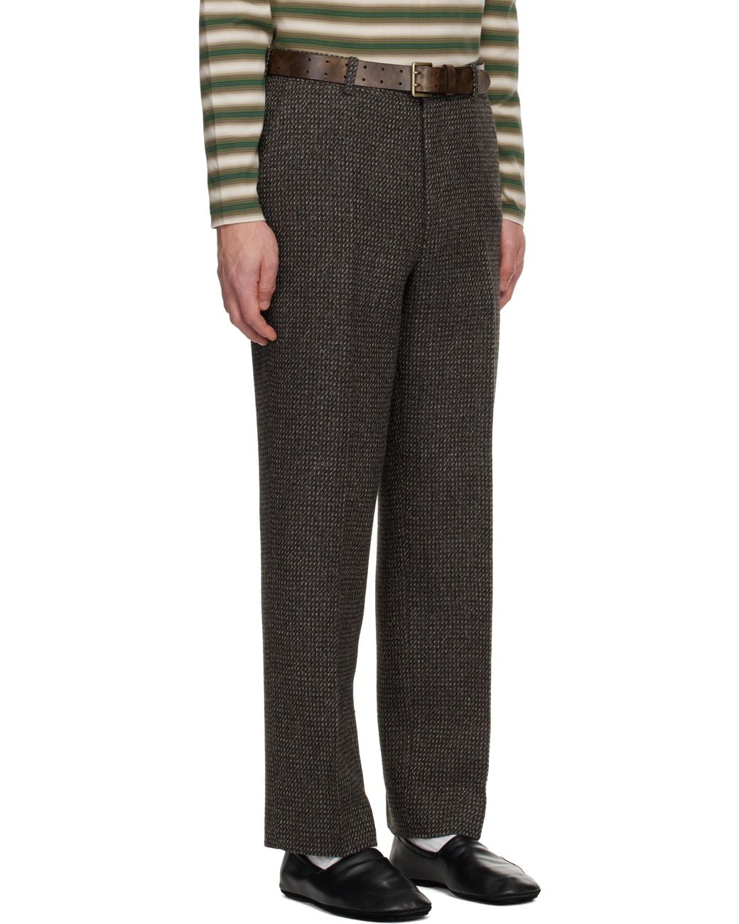 AURALEE Alpaca Wool Silk Tweed Trousers in Black for Men | Lyst