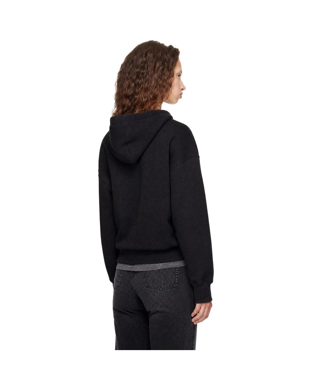AMI Black Cotton Embossed Ami De Coeur Hoodie