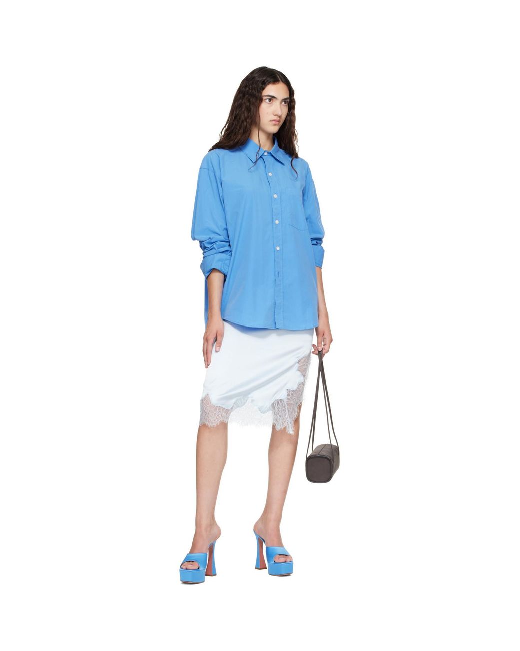 AMINA MUADDI Blue Ssense Exclusive Dalida Slipper 140 Heeled Sandals
