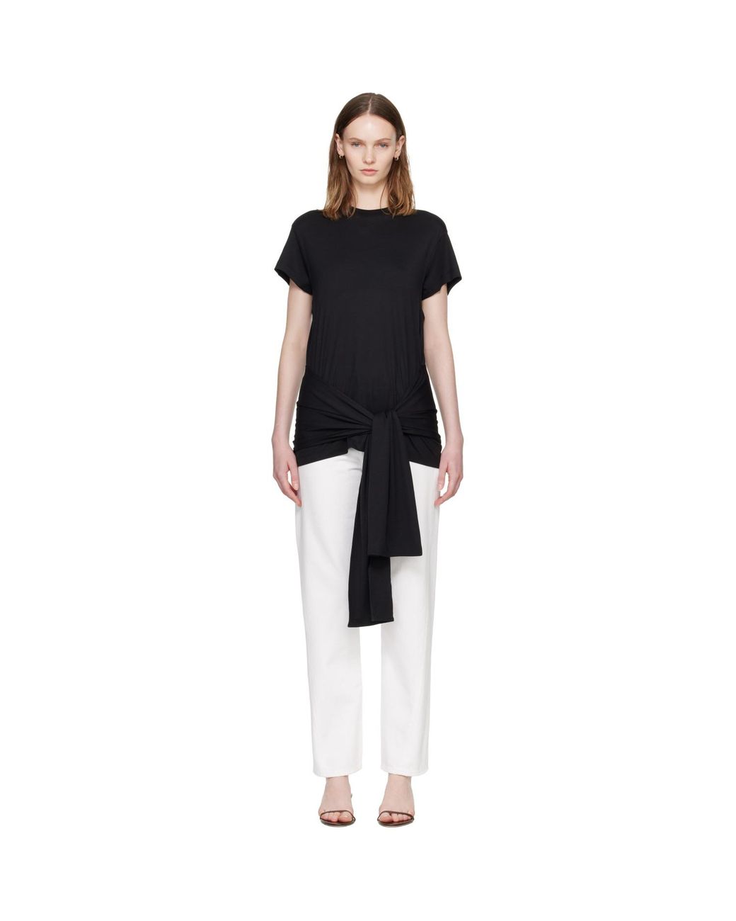 Totême Black Tie-Waist Jersey T-Shirt