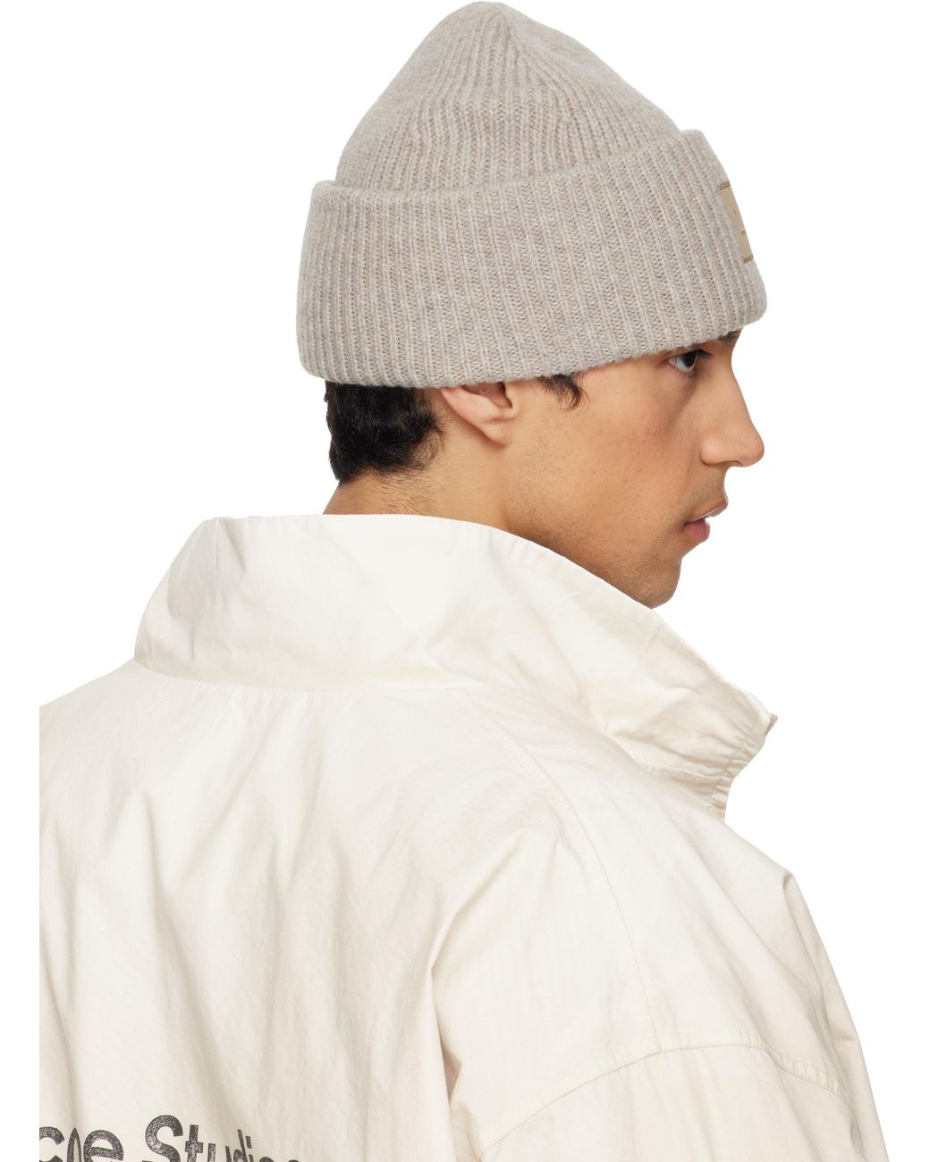 メンズ Acne グレー Face Logo ビーニー Blue