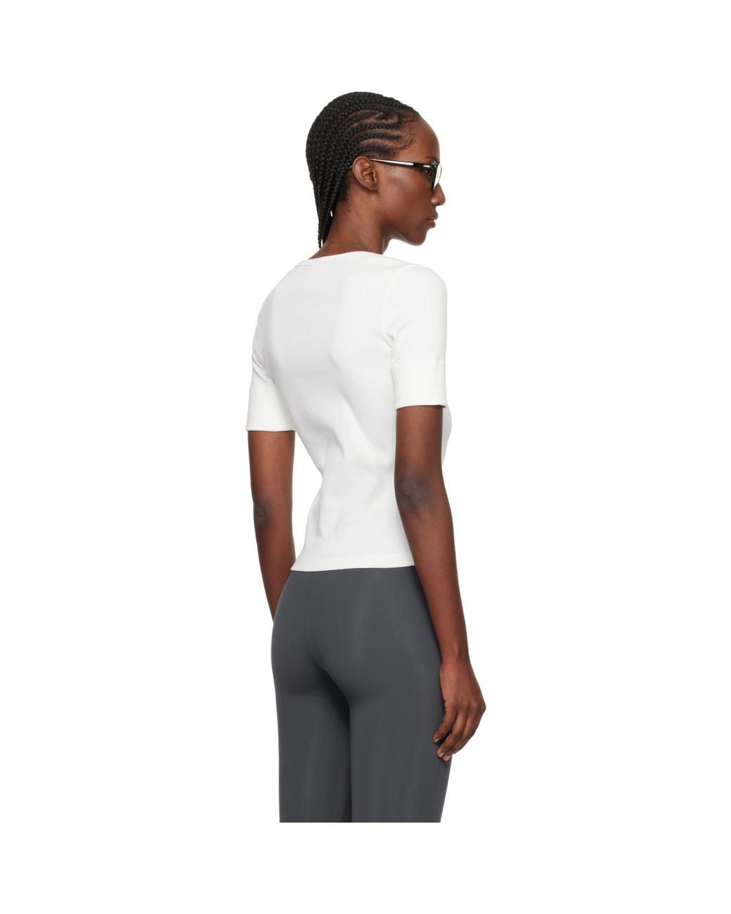 Courreges Black Buttoned 90's Rib T-Shirt