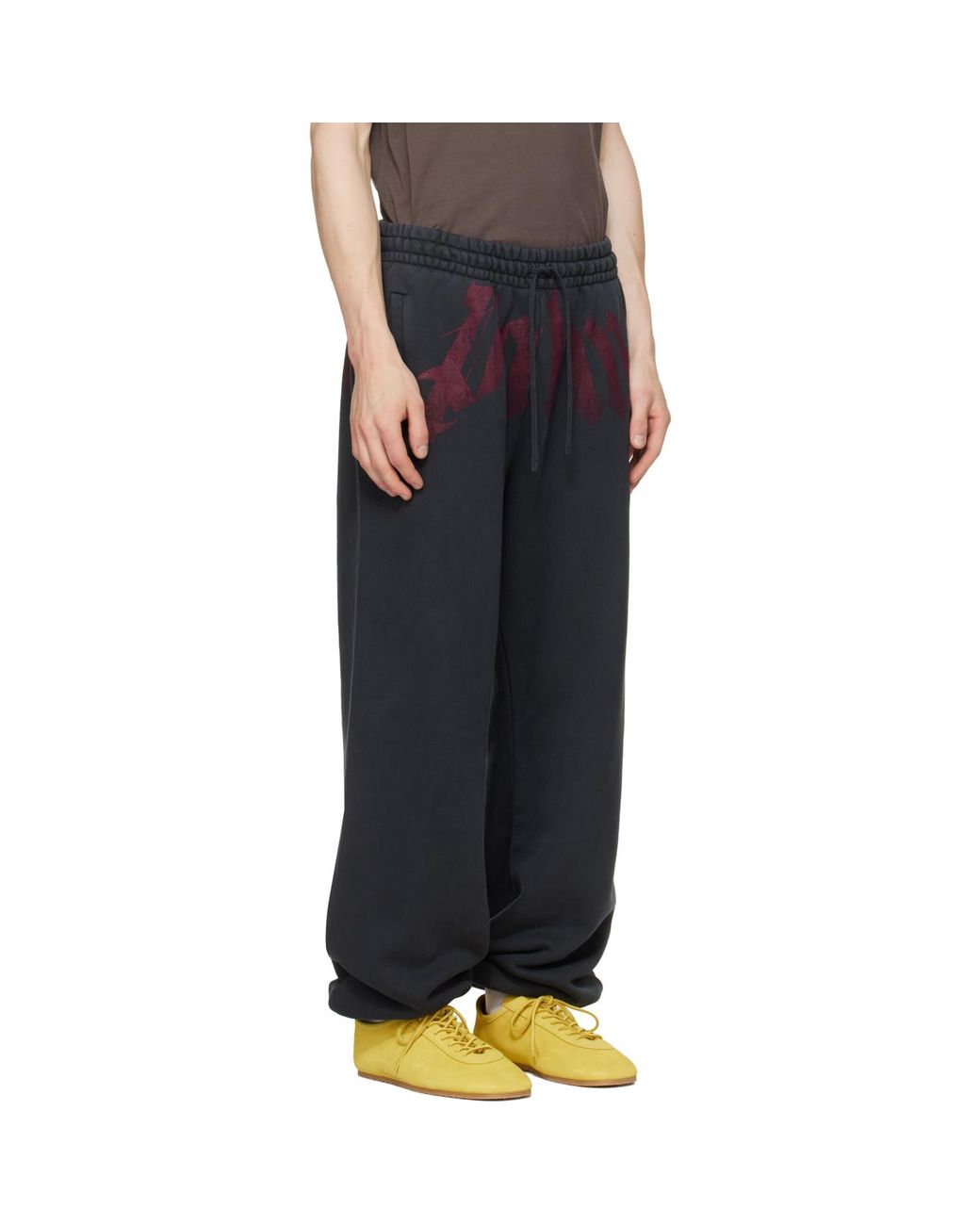 Palm Angels Black Big Waist Logo Sweatpants for men