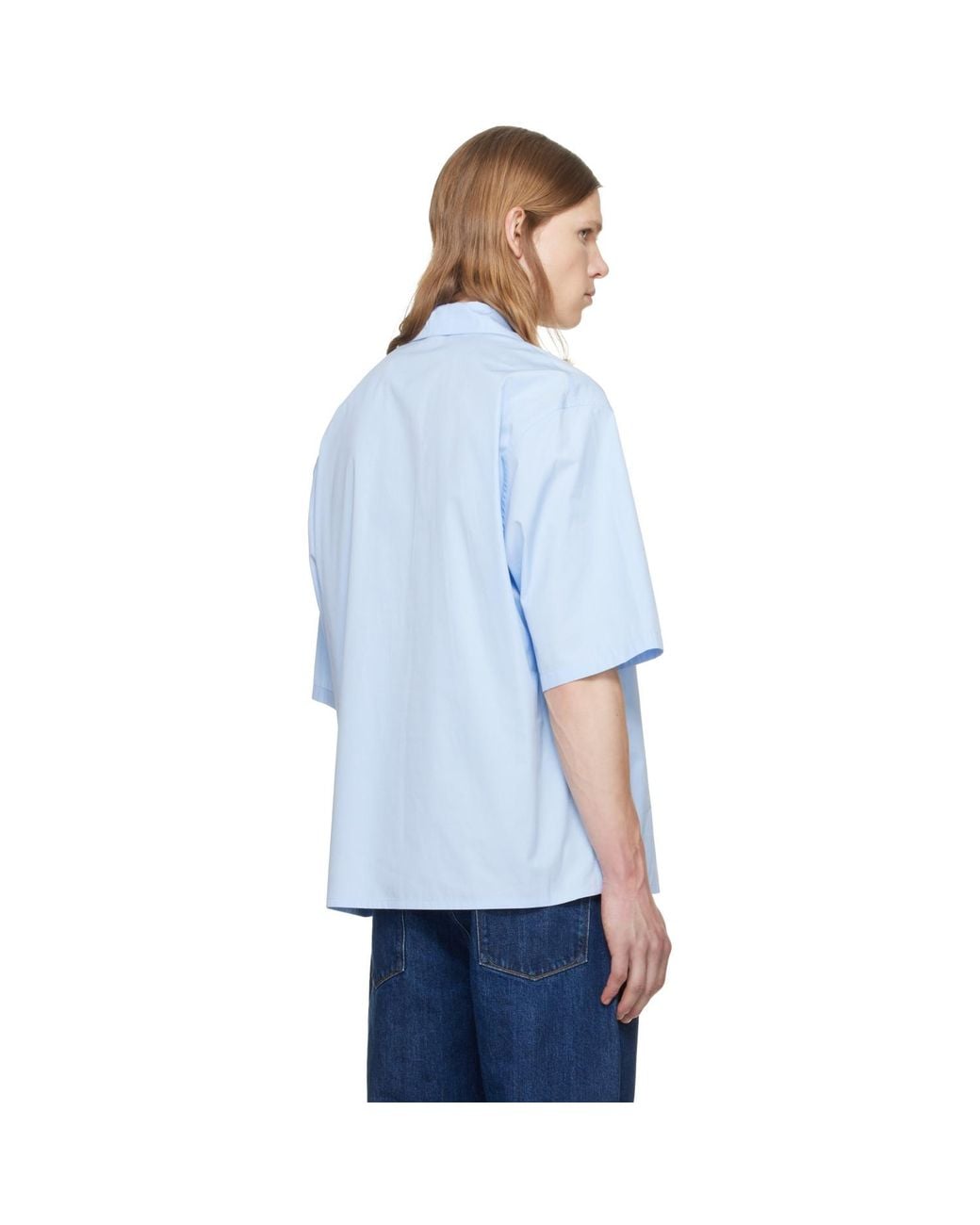 Jil Sander Blue Lightweight Cotton Poplin Shirt for men