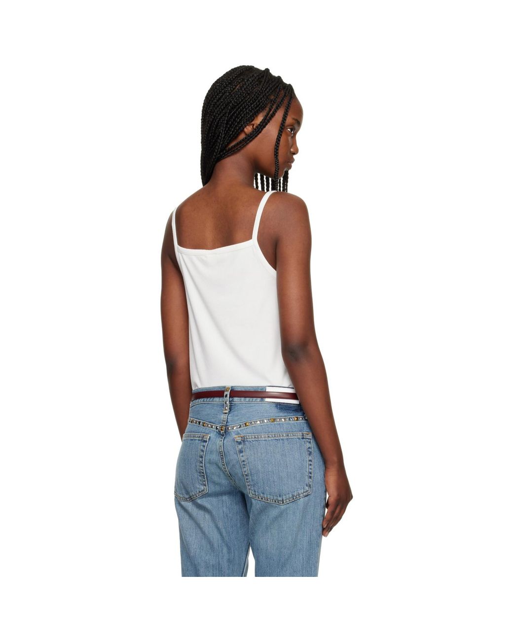 Re/done Black Off- Lace Ribbed Camisole