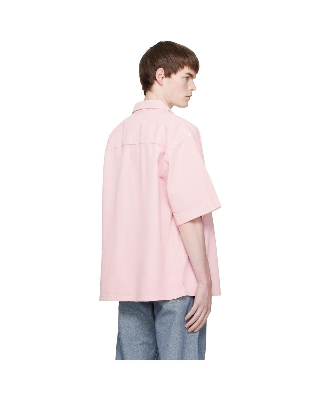 Marni Pink Screen-Printed Denim Shirt for men