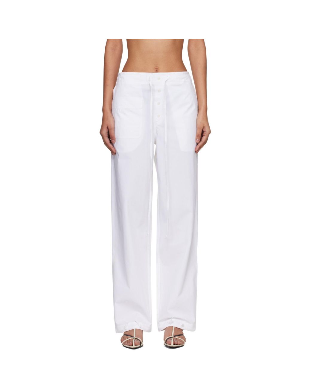 Victoria Beckham White Cargo Trousers