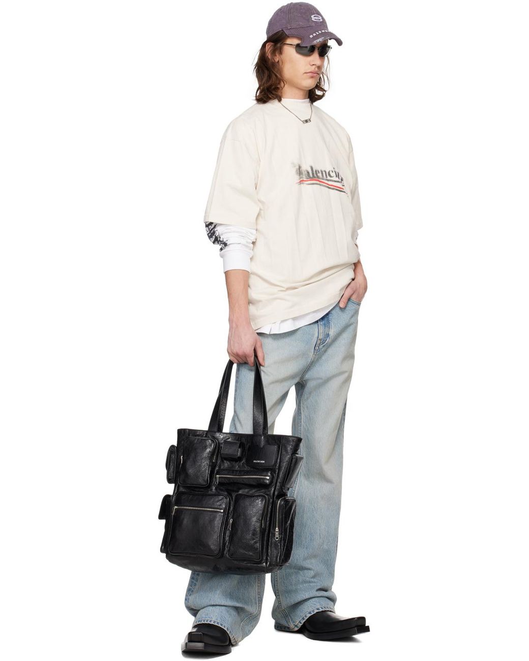 即発送　BALENCIAGA メンズ SUPERBUSY トートバッグ Balenciaga Men's Superbusy Multi-Pocket Tote Bag | Neiman Marcus
