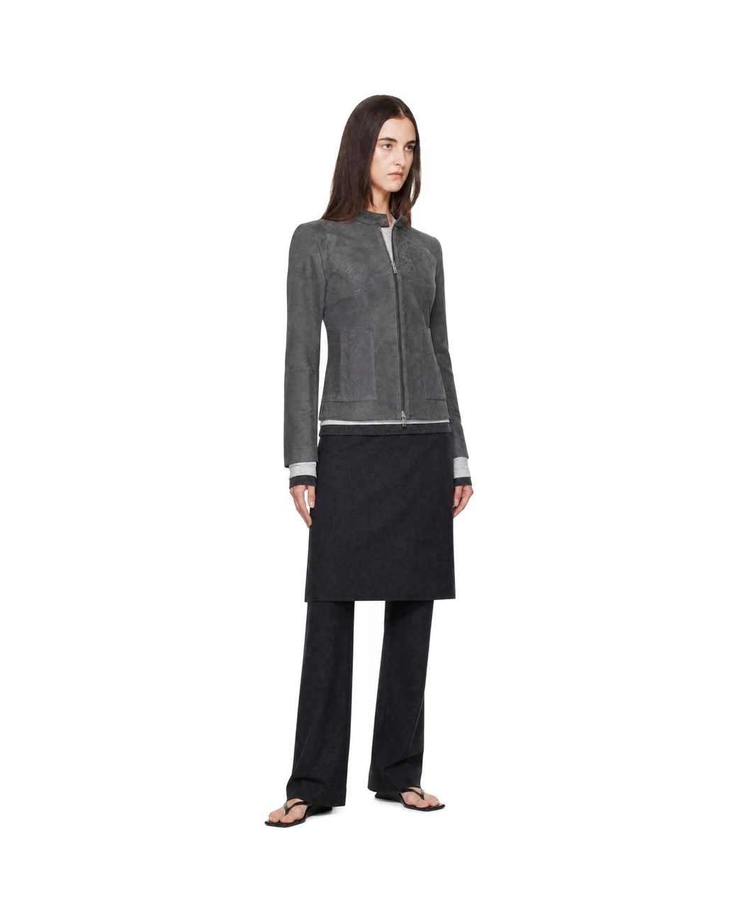 St. Agni Gray Suede Moto Jacket