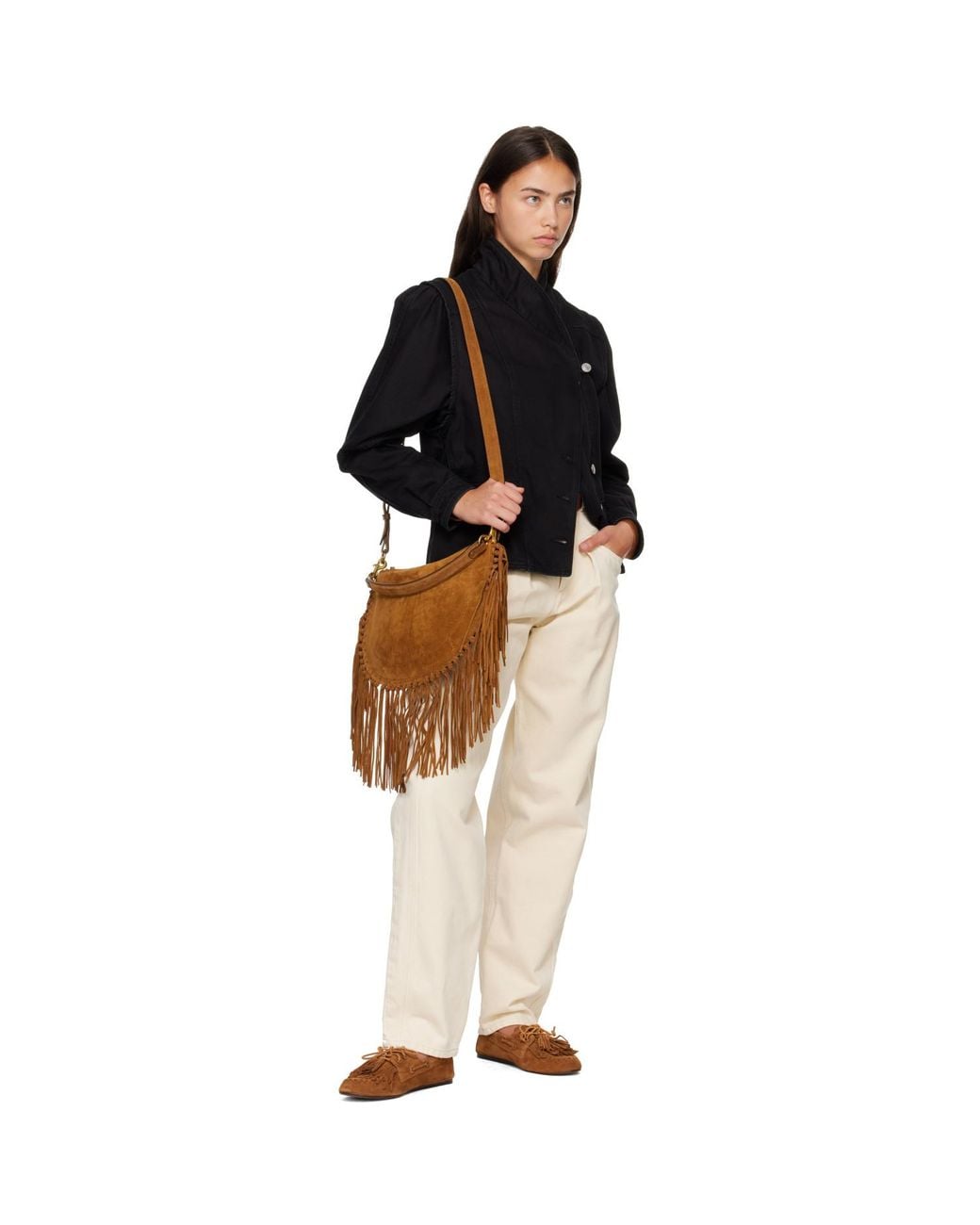 Isabel Marant Brown Tan Oskan Soft Zip Fringe Bag