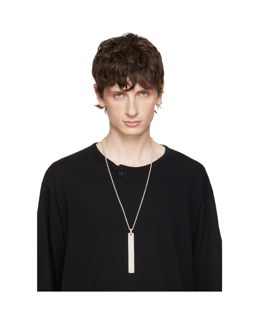 Parts Of 4 Black Plate Necklace for men