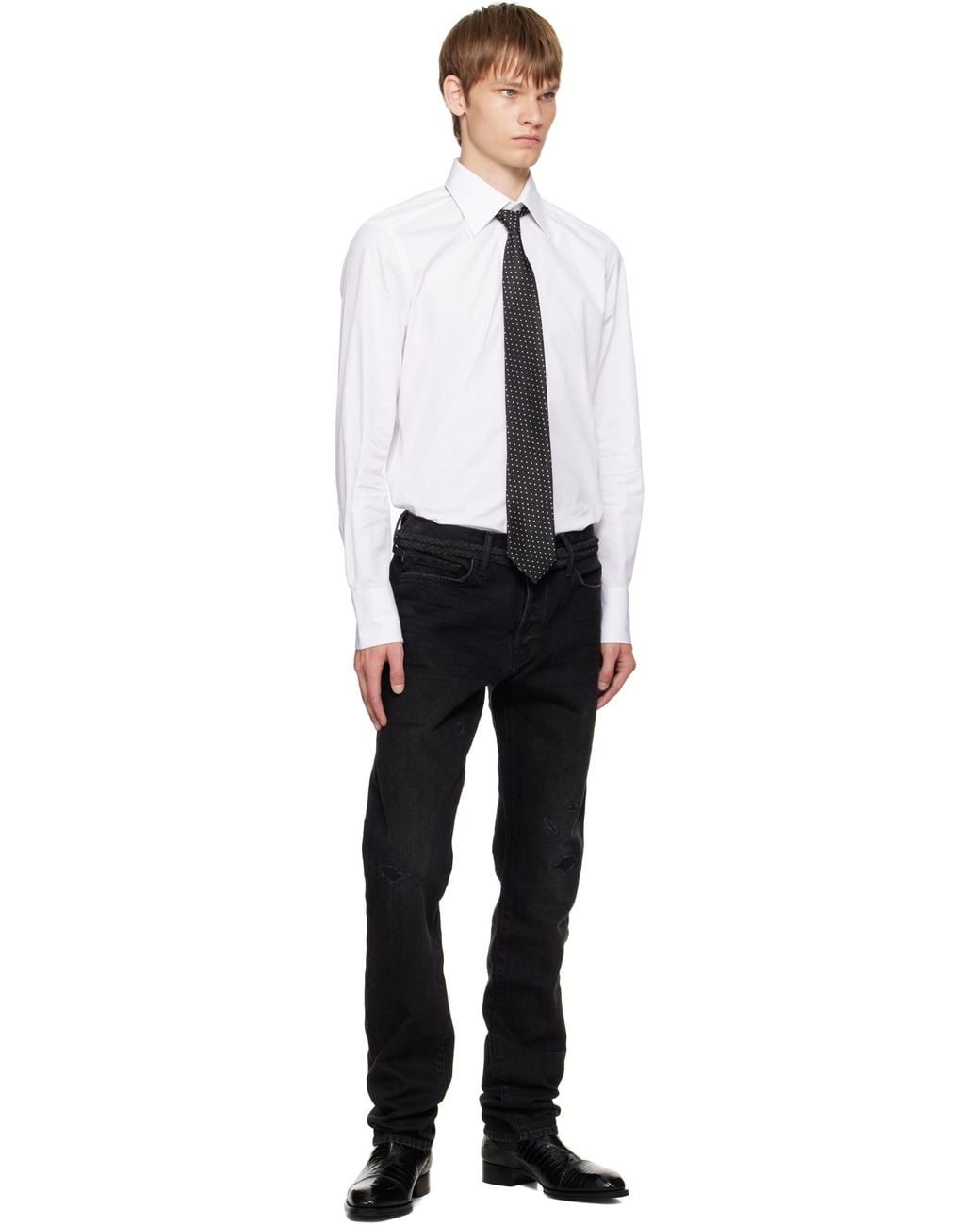 Tom Ford Black Micro Dot Weave Tie for men
