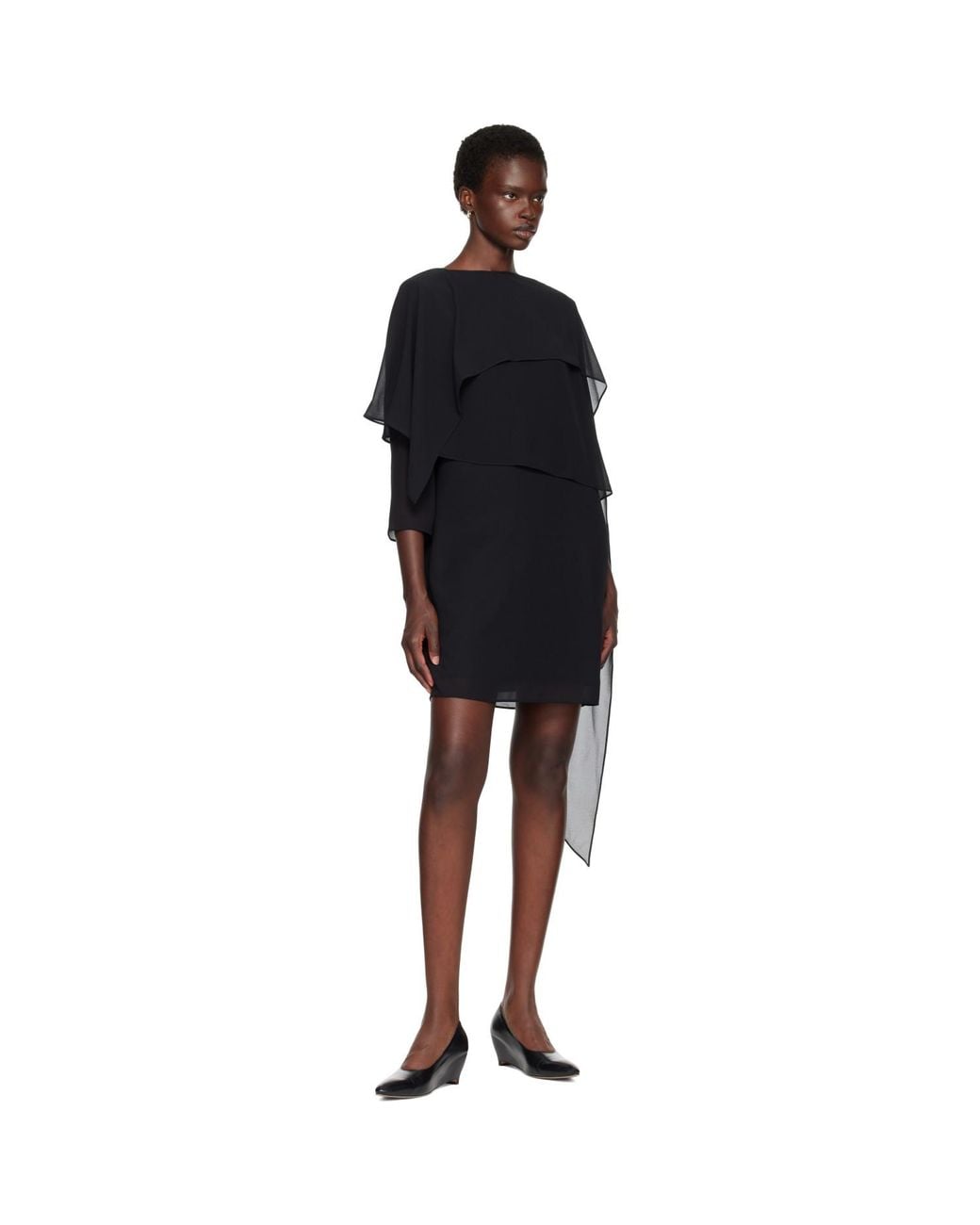 MM6 by Maison Margiela Black Chiffon Minidress