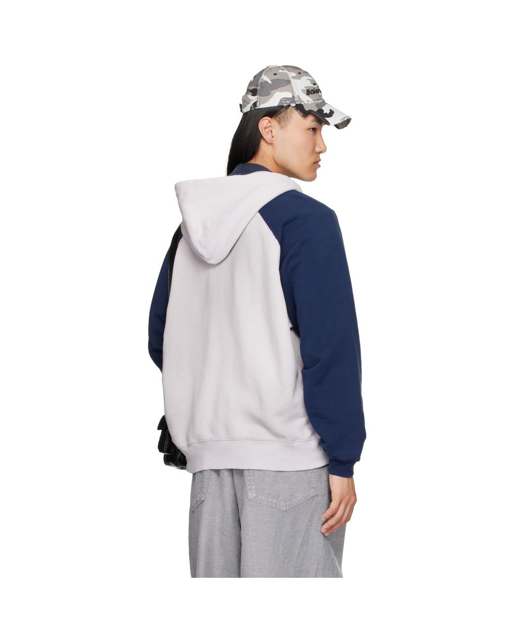 Balenciaga Blue Raglan Zip-Up Hoodie for men